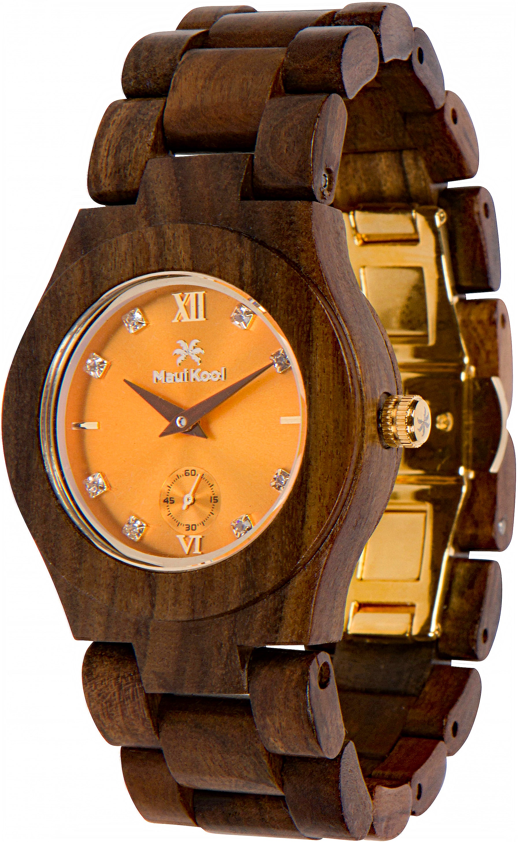 Maui Kool Paia Koa Wood Rose Gold Face Steel and Wooden Watch